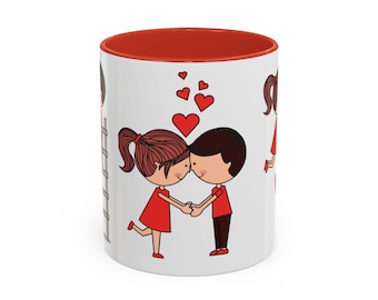 Cartoon Couple Coffee Mug, Romantic Valentine's Day Gift