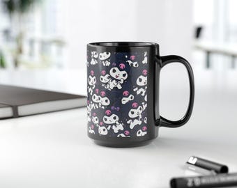 Kuromi Pattern 15oz Black Coffee Mug!