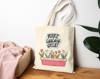 Floral Planter Canvas Tote Eco Grocery Bag!