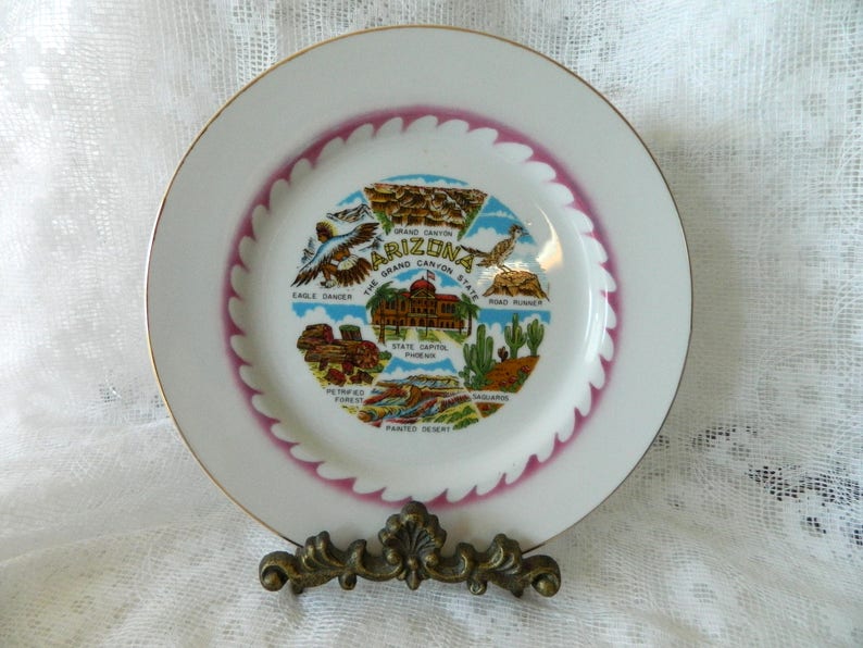 Arizona State Plate Vintage Collectible Commerative Decorative Etsy