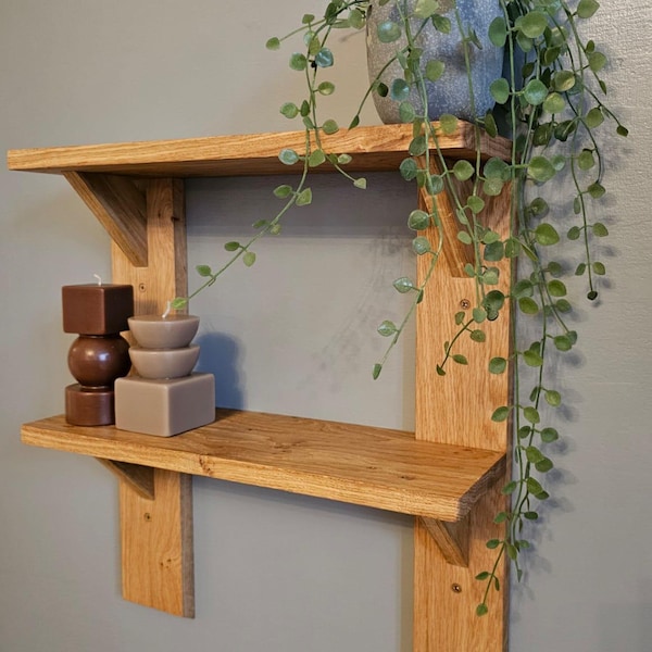Handmade Solid Oak Wall Shelf | Danish Oil Finish | Wooden Shelf Unit