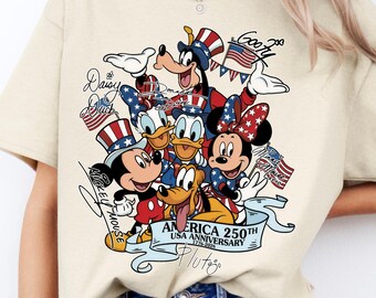 America 250th Disney Family Shirts, Mickey & Friends, Comfort Colors Tee Bulk Order