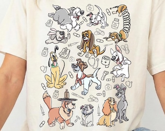 Nurse And Dogs Shirt, Nurse Dog Lover Tee, Medical Cartoon Dogs Shirt, Vet Tech Nurse Gift, Comfort Colors Shirts, Healthcare Worker Tee