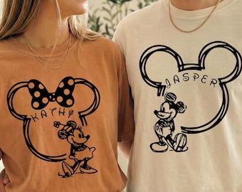 Personalized Disney Couple Shirts, Custom Name Matching Shirts, Mickey & Minnie Mouse, His and Hers Shirt, Disney Trip, Anniversary Gift