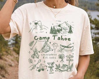 Camiseta personalizada para grupo de acampada, vacaciones en parques nacionales, aventura familiar en la naturaleza, senderismo en la montaña para parejas y amigos, viaje de graduación a la naturaleza.