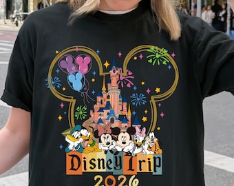 Disney Trip 2026 Mickey Castle Fireworks Shirt, Family Vacation Matching Tee, Disney Group Trip