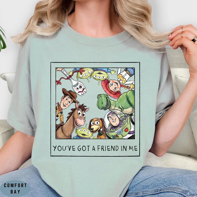 Disney Toy Story Cartoon Shirt, Retro Woody Buzz Rex T-shirt, Pixar Friends Graphic Shirt, You've Got A Friend In Me image 8