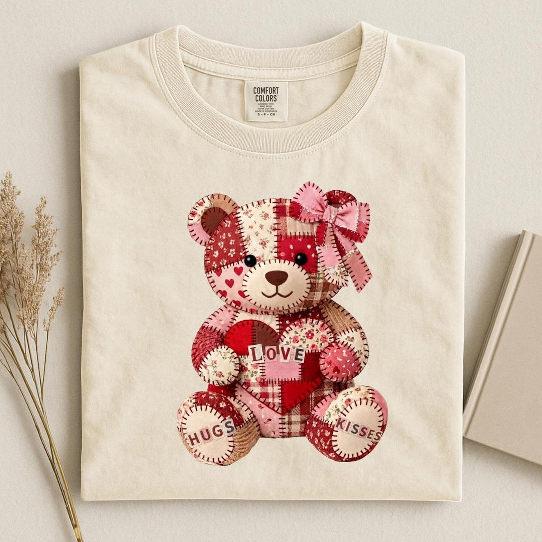 Comfort Colors® Patchwork Teddy Bear Valentine Shirt, Love Bear Shirt ...