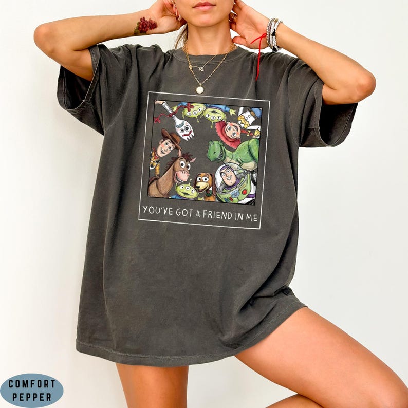 Disney Toy Story Cartoon Shirt, Retro Woody Buzz Rex T-shirt, Pixar Friends Graphic Shirt, You've Got A Friend In Me image 3