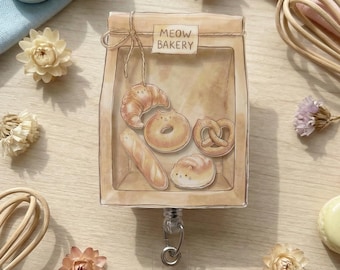 Cat Bakery Shaker-bricka, Meow-brödpåse, infällbar ID-hållare för sjuksköterskor, lärare, läkare, barnmorska, studenter och kontor