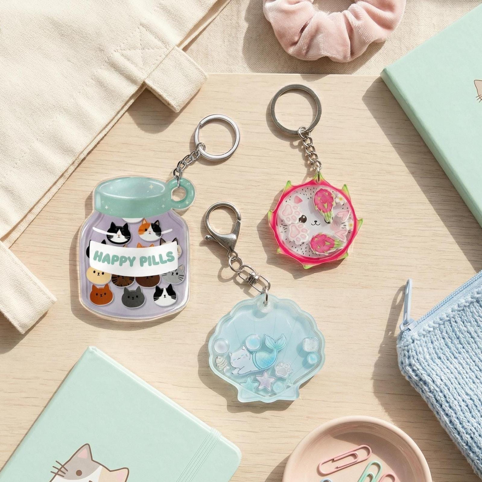 Keychains Mix Mix & Match Cat Shaker Keychains, Choose Your Designs, Bundle and Save ...