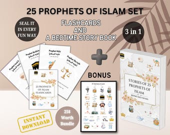 25 Prophets of Islam Bundle | Islamic Kids Stories, Flashcards & Wall Art- Digital Download