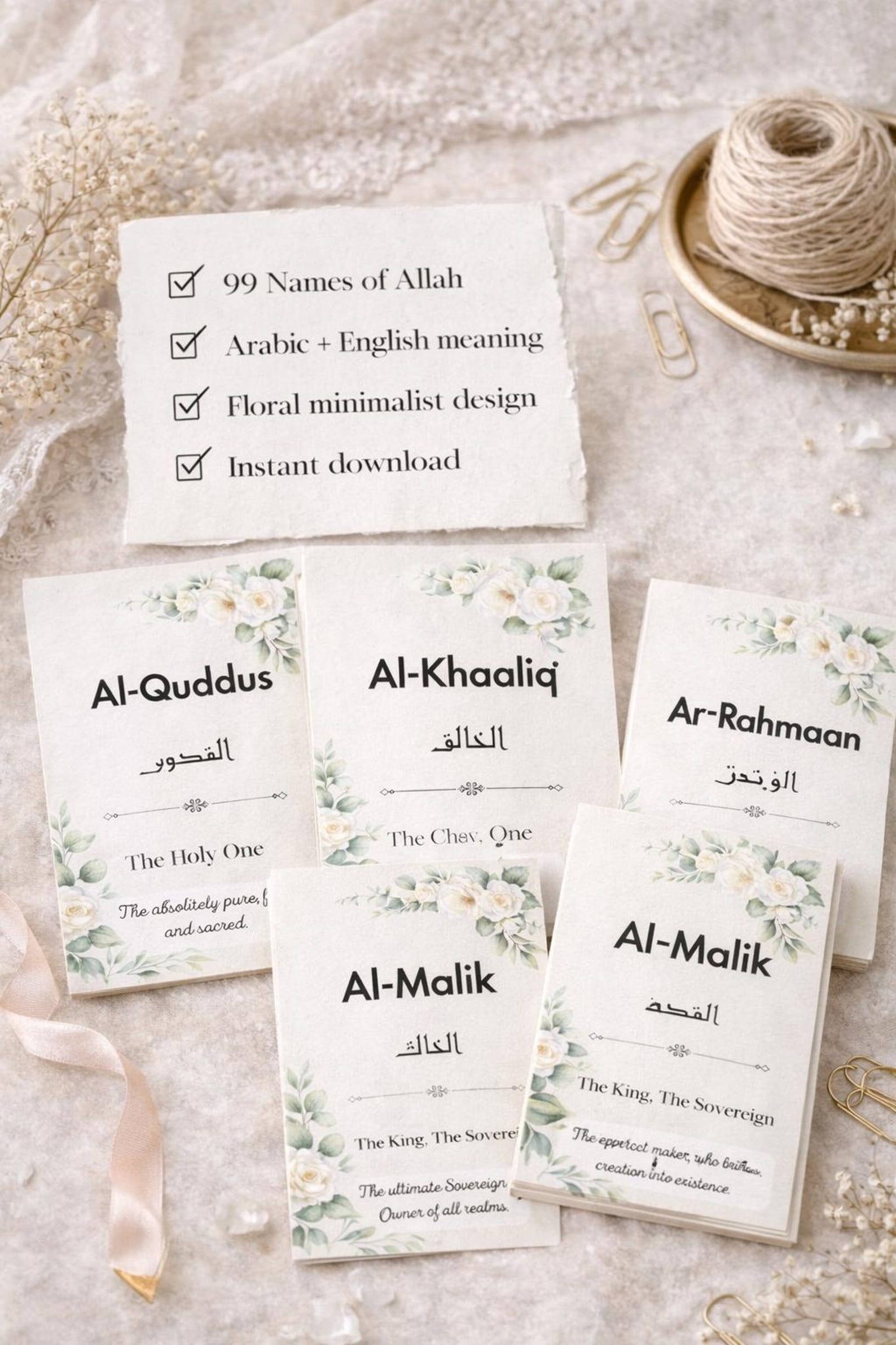 99 Names of Allah Flash Cards - Asma Ul Husna Printable- Digital ...
