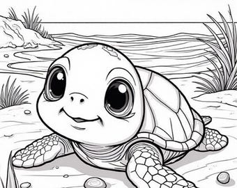 Kids Sea Animal Coloring Book, 26 Pages (PDF)
