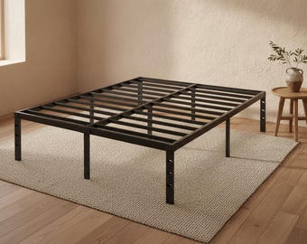 Metal Bed Frame with Under Bed Storage, Heavy Duty Platform Mattress Foundation, No Box Spring Needed, Modern Black Bedroom Furniture