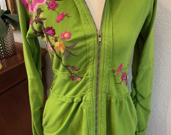 Vintage Johnny Was Embroidered zipped hoodie: S