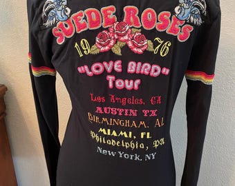 Vintage Johnny Was Embroidered top: S, Suede Roses