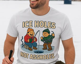 Funny Ice Fishing T-Shirt: Retro Cartoon Angler Gift