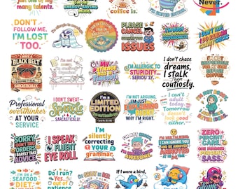 Sarcastic Quotes PNG Bundle | Funny Adult Humor Designs - Digital Download