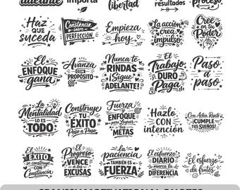 Spanish Motivational Quotes SVG Bundle, Inspirational Clipart, Printable Art (pdf, png, eps, ai, dxf)