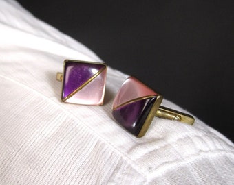 Vintage 70s Purple Cuff Links