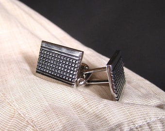 Vintage 70s Silver Cuff Links Rectangular