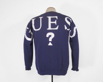 Vintage GUESS Sweatshirt Large Logo Pullover - Medium