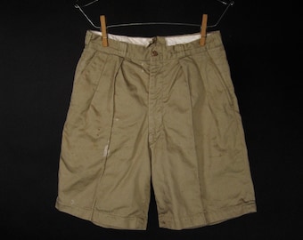Vintage 50s US Army Shorts Khaki Twill Men's Chinos - Size 28