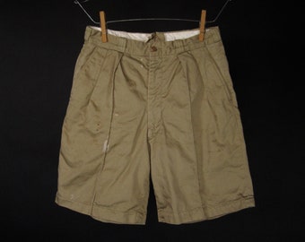 Short chino kaki en sergé de l'armée américaine vintage des années 50 pour hommes - Taille 28