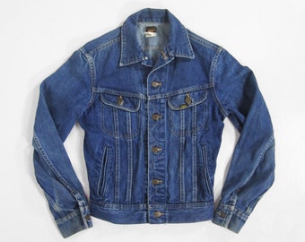 Vintage Lee Denim Jacket Two Pocket Dark Wash Riders Made in - Etsy