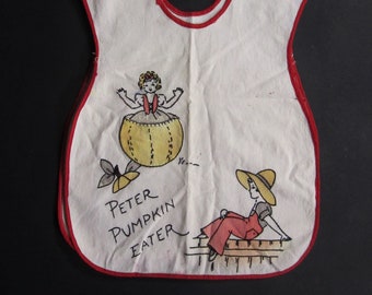 30s Peter Pumpkin Eater Apron Child's Embroidered Bib