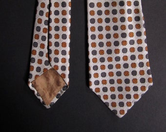 Vintage 60s Skinny Silk Tie Polka Dot Silver Necktie