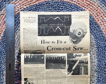 1937 AMERICAN AGRICULTURIST Cross Cut Saw Sharpening Article Unusual