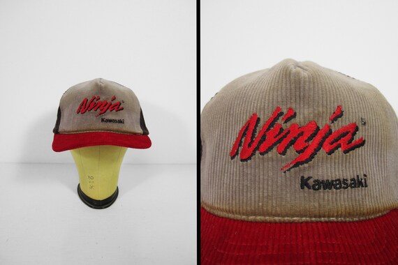 Vintage Kawasaki Ninja Hat Corduroy Swingster Made in USA Snapback 