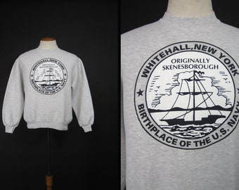 Vintage US Navy Sweatshirt Whitehall NY Pullover Made in USA - Medium
