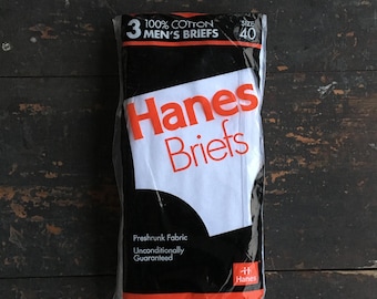 Vintage Hanes Briefs White NOS Cotton 3 Pack - Size 40