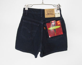 Vintage 90s Levi's Shorts Blue Denim Deadstock Slim Fit Indigo - Size 3