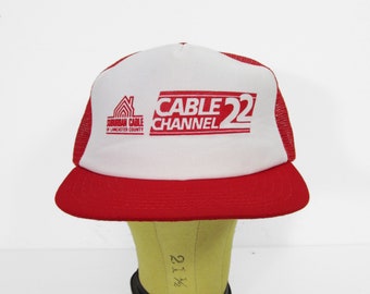Vintage PA Channel 22 Hat Cable TV Snapback Trucker Cap Made in USA Deadstock