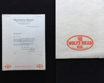 1936 Wolverine Empire Refining Co Letterhead Wolf's Head Oil Signed Petroliana