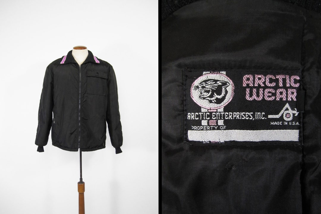 Vintage Arctic Cat Coat Purple Black Parka Snowmobile Race Jacket Size