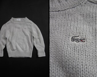 Vintage Lacoste Kids' Sweater 80s Raglan Blue Gray Pullover - Age 3-5