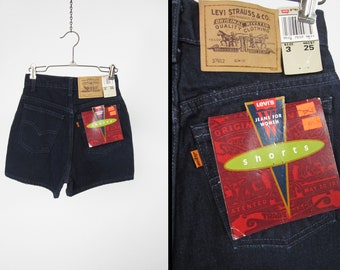 Vintage 90s Levi's Shorts Azul Denim Deadstock Slim Fit Indigo - Talla 3