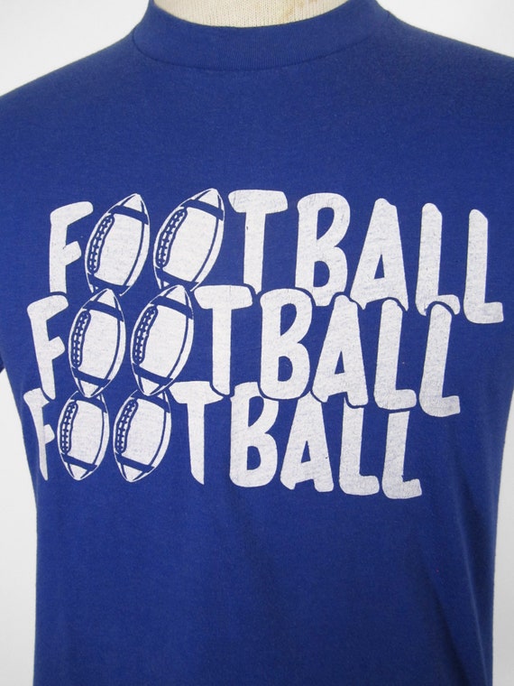 Vintage 80s Football T-shirt Blue Sneakers Brand … - image 3