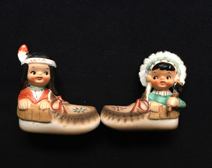 Vintage 50s Indian Salt and Pepper Shakers Native American Etsy