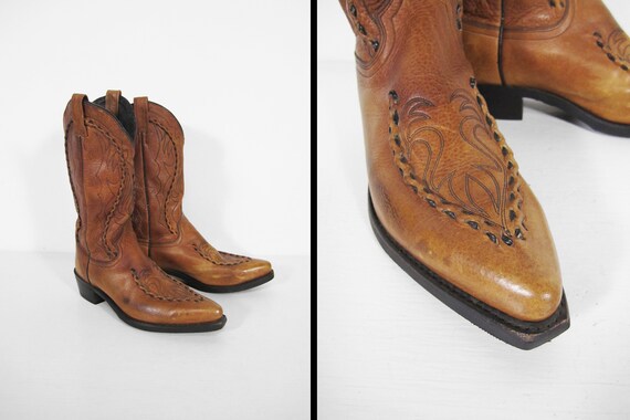Vintage Dan Post Whip Stitch Cowboy Boots - Size 8 1/2 D - Etsy