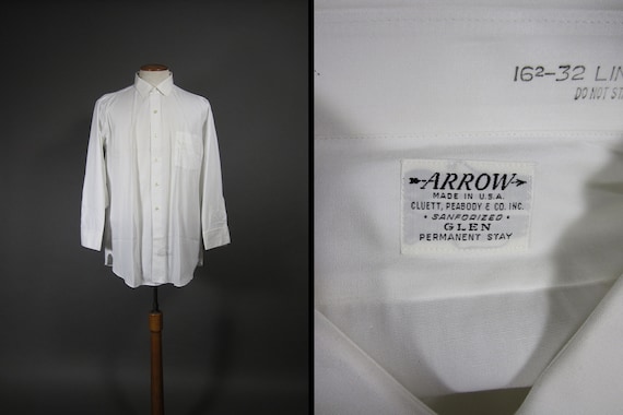 Vintage 60s Arrow White Shirt NOS Sanforized Cotto