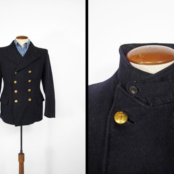 WWII Swedish Navy Jacket Sailor Uniform Coat - Size 36