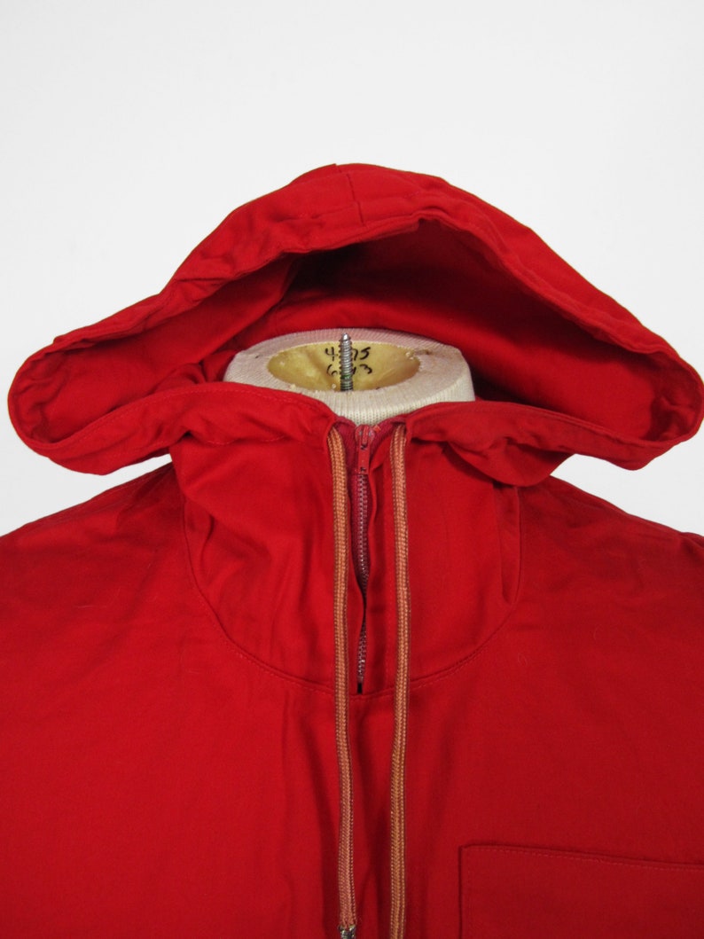 Vintage Canvas Anorak Pullover Jacket Red Hooded Windbreaker | Etsy