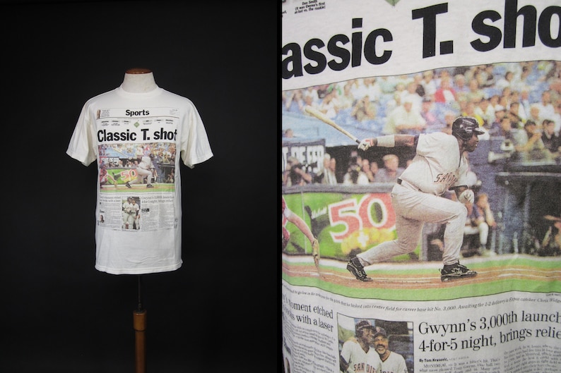 Vintage Front Pages Tony Gwynn T-shirt 90s Baseball Newspaper Picture Tee Large image 1