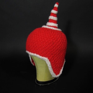 Vintage Elf gebreide muts rood gestreepte puntige klephoed